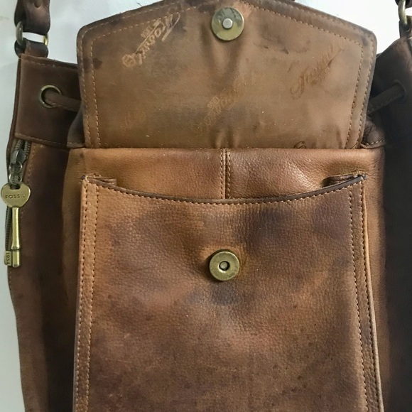 Fossil Y2K Leather Drawstring Bucket Crossbody Bag - Picture 2 of 12